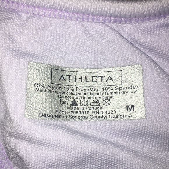 Athleta Rev Up Purple Racer back Tank Work out Medium M Built In Bra Stripes - Picture 5 of 5